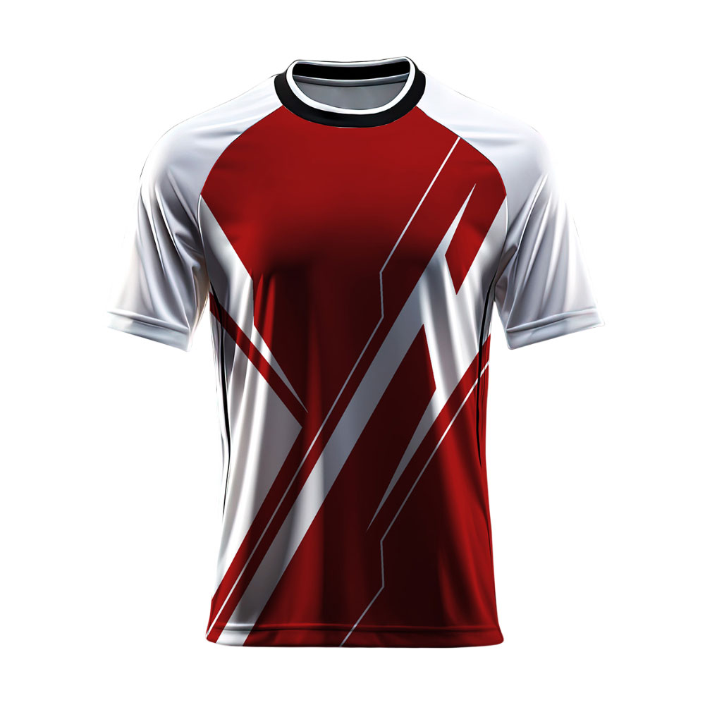 Dark Red and White Printed T-Shirt