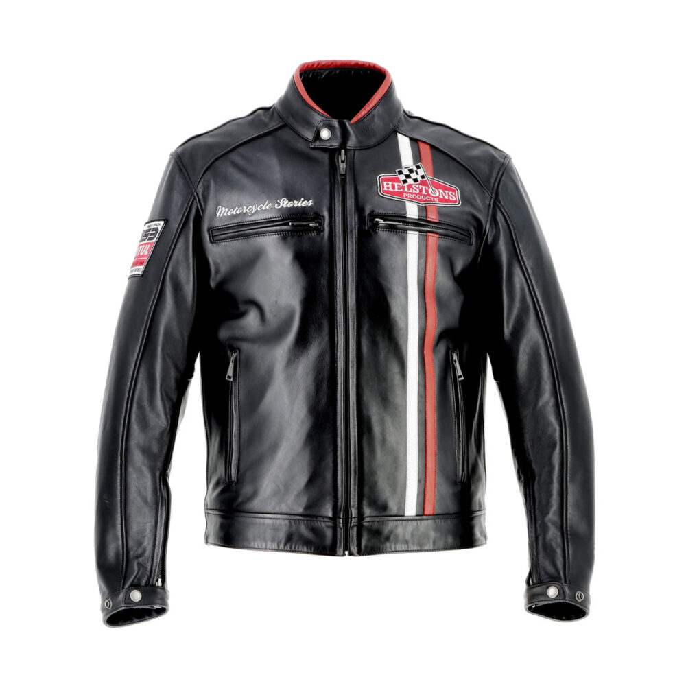 Black with Red Lines on Front Biker Jacket