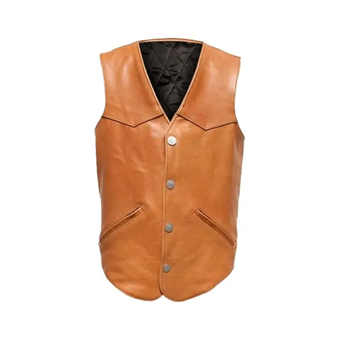 Orange Leather Vest